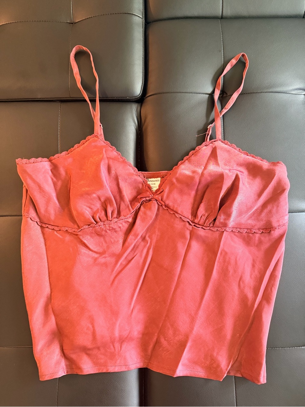 Silky Wild burgundy, cami top with bow detail, size XL